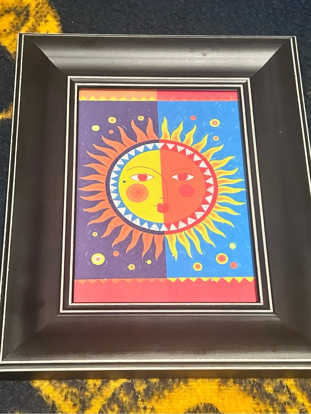 Celestial Sun Framed Greeting Card Print Boho Whimsigoth Wall Decor Glitter Bold